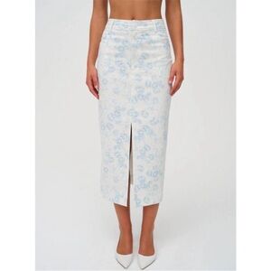 NWT FOR LOVE & LEMONS chantal midi skirt in blue Size S